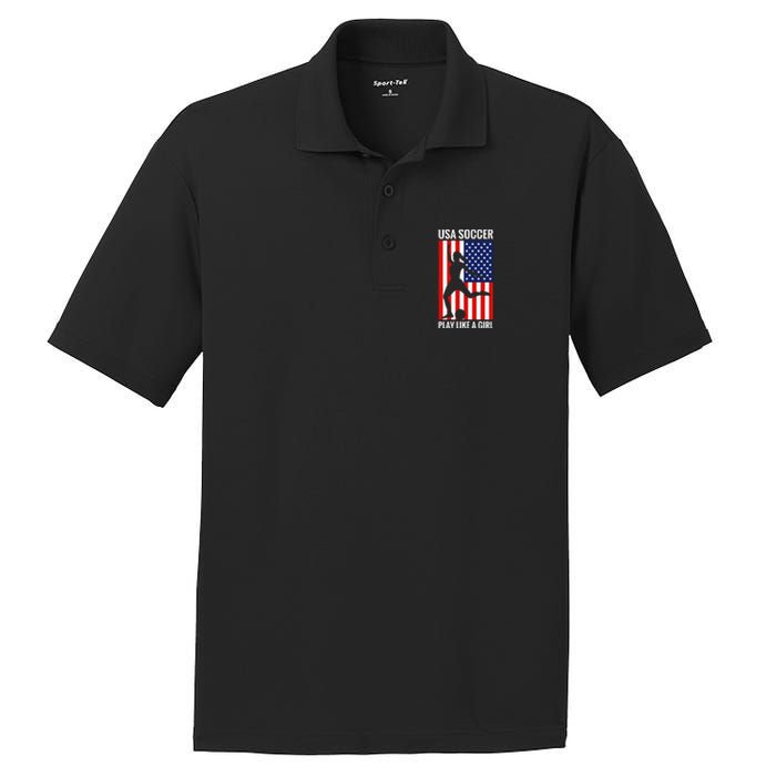 Funny Soccer Usa Soccer Play Like A Girl PosiCharge RacerMesh Polo