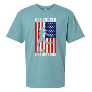 Funny Soccer Usa Soccer Play Like A Girl Sueded Cloud Jersey T-Shirt