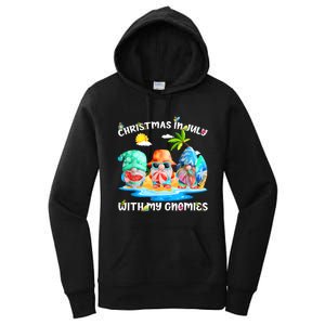 Funny Summer Vacation Gnomies Gnomes For Christmas In July Women's Pullover Hoodie