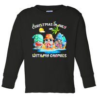 Funny Summer Vacation Gnomies Gnomes For Christmas In July Toddler Long Sleeve Shirt