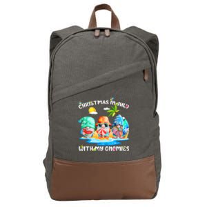 Funny Summer Vacation Gnomies Gnomes For Christmas In July Cotton Canvas Backpack