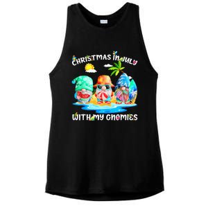 Funny Summer Vacation Gnomies Gnomes For Christmas In July Tank Top Ladies PosiCharge Tri-Blend Wicking Tank