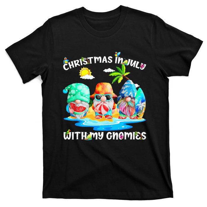 Funny Summer Vacation Gnomies Gnomes For Christmas In July Tank Top T-Shirt