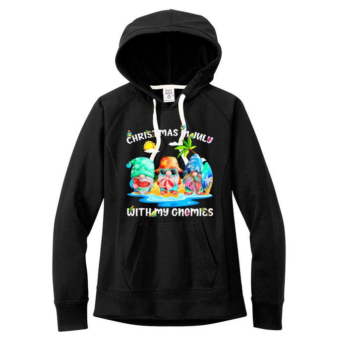 Funny Summer Vacation Gnomies Gnomes For Christmas In July Tank Top Women's Fleece Hoodie