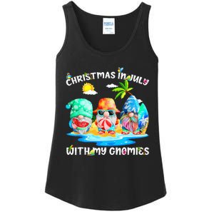 Funny Summer Vacation Gnomies Gnomes For Christmas In July Tank Top Ladies Essential Tank