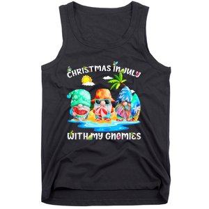 Funny Summer Vacation Gnomies Gnomes For Christmas In July Tank Top Tank Top