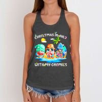 Funny Summer Vacation Gnomies Gnomes For Christmas In July Tank Top Women's Knotted Racerback Tank