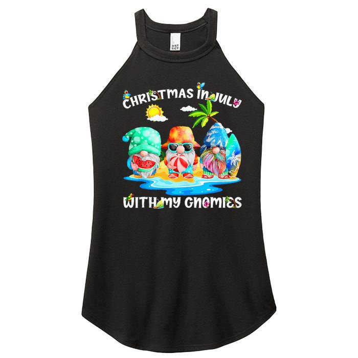 Funny Summer Vacation Gnomies Gnomes For Christmas In July Tank Top Women's Perfect Tri Rocker Tank