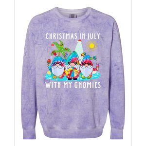 Funny Summer Vacation Gnomies Gnomes For Christmas In July Colorblast Crewneck Sweatshirt