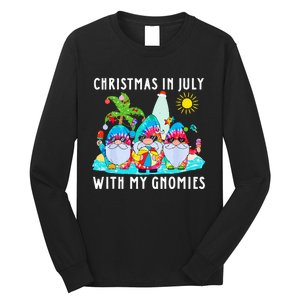 Funny Summer Vacation Gnomies Gnomes For Christmas In July Long Sleeve Shirt