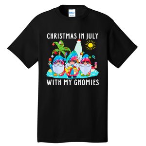 Funny Summer Vacation Gnomies Gnomes For Christmas In July Tall T-Shirt