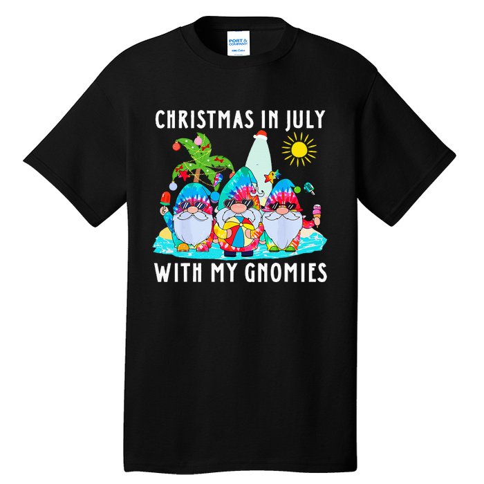 Funny Summer Vacation Gnomies Gnomes For Christmas In July Tall T-Shirt