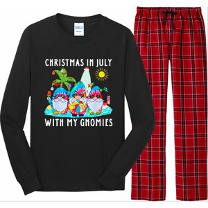 Funny Summer Vacation Gnomies Gnomes For Christmas In July Long Sleeve Pajama Set