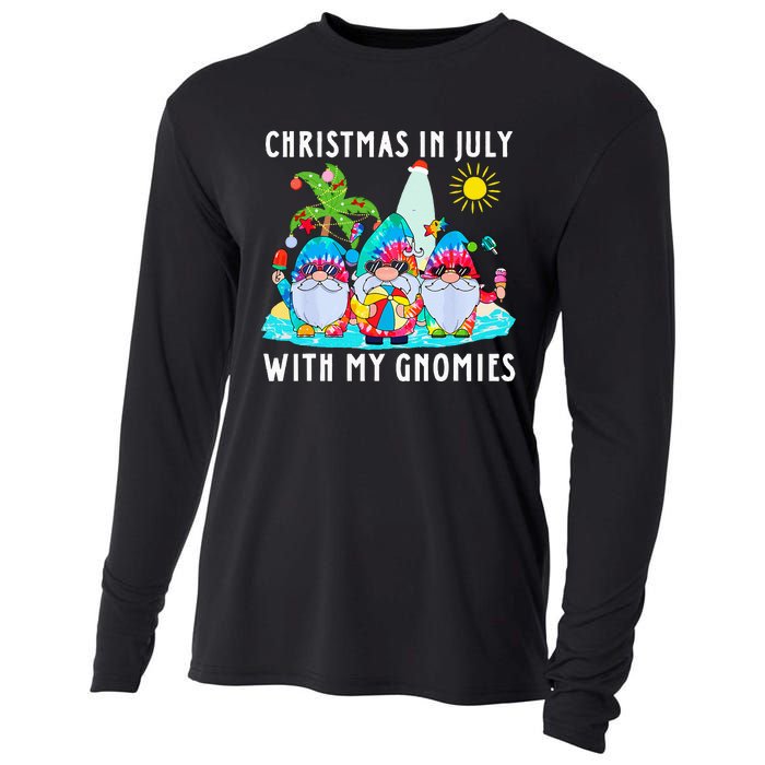 Funny Summer Vacation Gnomies Gnomes For Christmas In July Cooling Performance Long Sleeve Crew