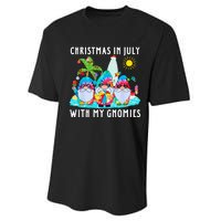 Funny Summer Vacation Gnomies Gnomes For Christmas In July Performance Sprint T-Shirt