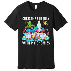 Funny Summer Vacation Gnomies Gnomes For Christmas In July Premium T-Shirt