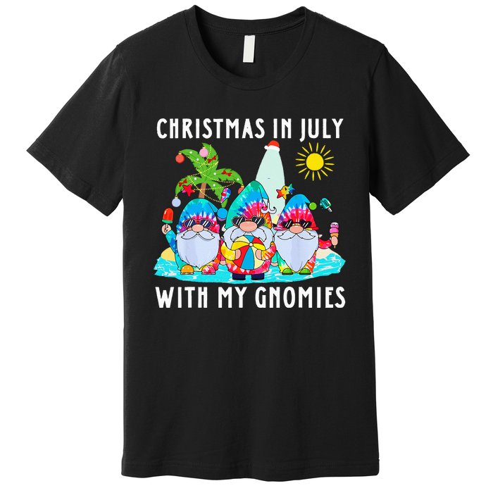 Funny Summer Vacation Gnomies Gnomes For Christmas In July Premium T-Shirt