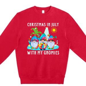 Funny Summer Vacation Gnomies Gnomes For Christmas In July Premium Crewneck Sweatshirt