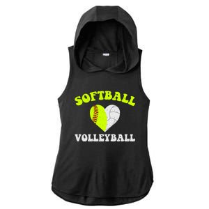 Funny Softball Volleyball Heart Groovy Softball Lover Cool Gift Ladies PosiCharge Tri-Blend Wicking Draft Hoodie Tank