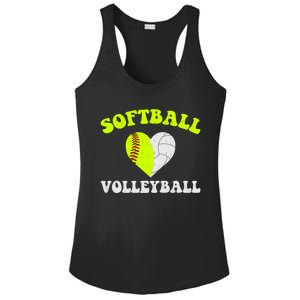 Funny Softball Volleyball Heart Groovy Softball Lover Cool Gift Ladies PosiCharge Competitor Racerback Tank