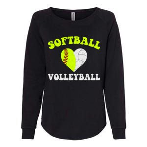 Funny Softball Volleyball Heart Groovy Softball Lover Cool Gift Womens California Wash Sweatshirt