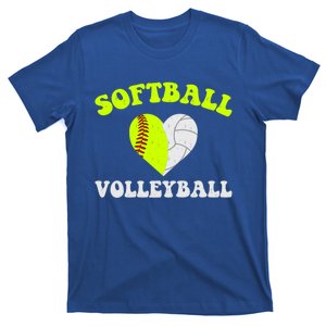 Funny Softball Volleyball Heart Groovy Softball Lover Cool Gift T-Shirt