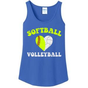 Funny Softball Volleyball Heart Groovy Softball Lover Cool Gift Ladies Essential Tank