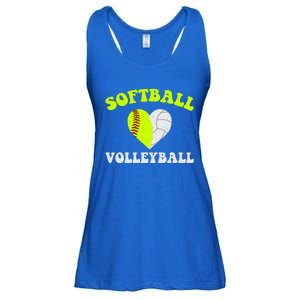 Funny Softball Volleyball Heart Groovy Softball Lover Cool Gift Ladies Essential Flowy Tank