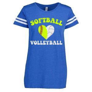 Funny Softball Volleyball Heart Groovy Softball Lover Cool Gift Enza Ladies Jersey Football T-Shirt