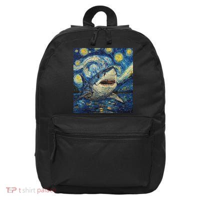 Funny Shark Van Gogh Style Starry Night 16 in Basic Backpack
