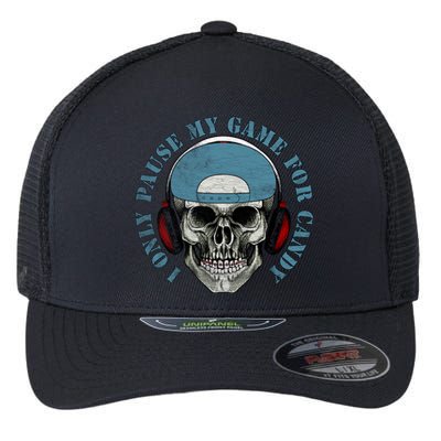 Funny Skeleton Video Gamer I Only Pause My Game For Candy Gift Flexfit Unipanel Trucker Cap