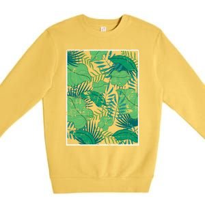 Floral Summer Vibes Exotic Flowers Vacay Tropical Summer Cute Gift Premium Crewneck Sweatshirt