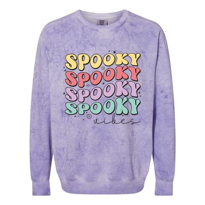 Funny Spooky Vibes Halloween Groovy Costume Gift Colorblast Crewneck Sweatshirt