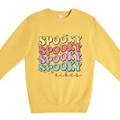 Funny Spooky Vibes Halloween Groovy Costume Gift Premium Crewneck Sweatshirt