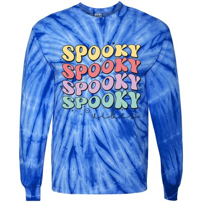 Funny Spooky Vibes Halloween Groovy Costume Gift Tie-Dye Long Sleeve Shirt