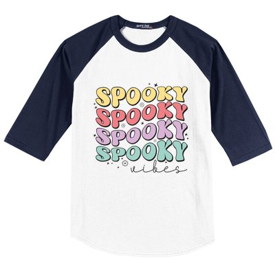 Funny Spooky Vibes Halloween Groovy Costume Gift Baseball Sleeve Shirt