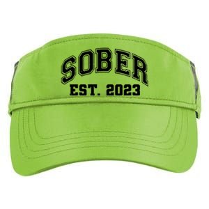 Funny Sober Varsity Est. 2023 Sobriety Celebrate Recovery Adult Drive Performance Visor