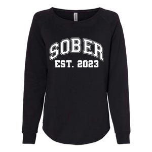 Funny Sober Varsity Est. 2023 Sobriety Celebrate Recovery Womens California Wash Sweatshirt