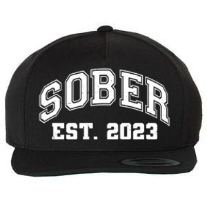 Funny Sober Varsity Est. 2023 Sobriety Celebrate Recovery Wool Snapback Cap