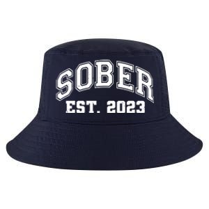 Funny Sober Varsity Est. 2023 Sobriety Celebrate Recovery Cool Comfort Performance Bucket Hat