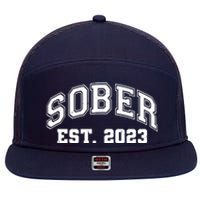 Funny Sober Varsity Est. 2023 Sobriety Celebrate Recovery 7 Panel Mesh Trucker Snapback Hat