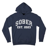 Funny Sober Varsity Est. 2023 Sobriety Celebrate Recovery Hoodie