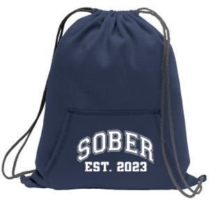 Funny Sober Varsity Est. 2023 Sobriety Celebrate Recovery Sweatshirt Cinch Pack Bag