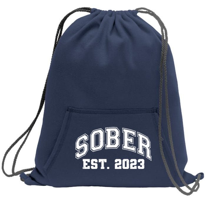 Funny Sober Varsity Est. 2023 Sobriety Celebrate Recovery Sweatshirt Cinch Pack Bag