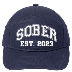 Funny Sober Varsity Est. 2023 Sobriety Celebrate Recovery 7-Panel Snapback Hat