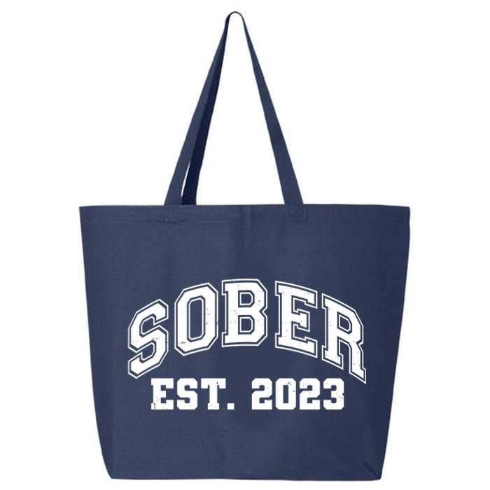 Funny Sober Varsity Est. 2023 Sobriety Celebrate Recovery 25L Jumbo Tote