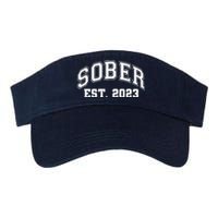 Funny Sober Varsity Est. 2023 Sobriety Celebrate Recovery Valucap Bio-Washed Visor