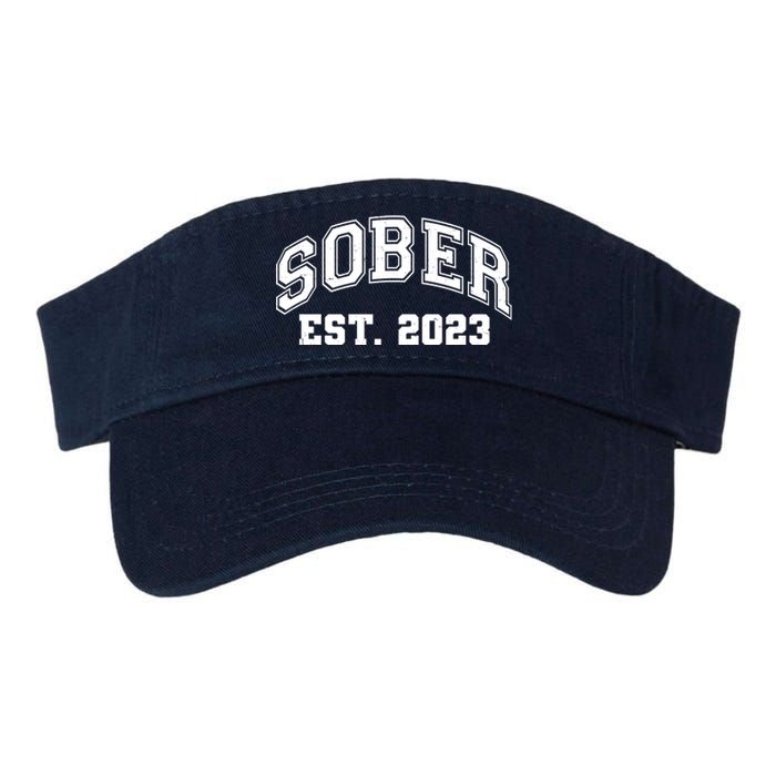 Funny Sober Varsity Est. 2023 Sobriety Celebrate Recovery Valucap Bio-Washed Visor