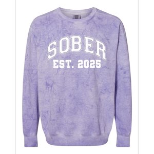 Funny Sober Varsity Est. 2025 Sobriety Celebrate Recovery Colorblast Crewneck Sweatshirt