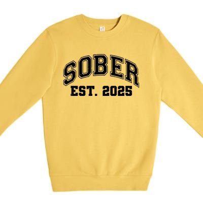 Funny Sober Varsity Est. 2025 Sobriety Celebrate Recovery Premium Crewneck Sweatshirt